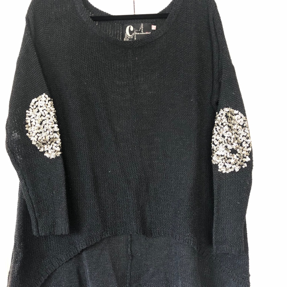 LF sweater with sequin elbow patches